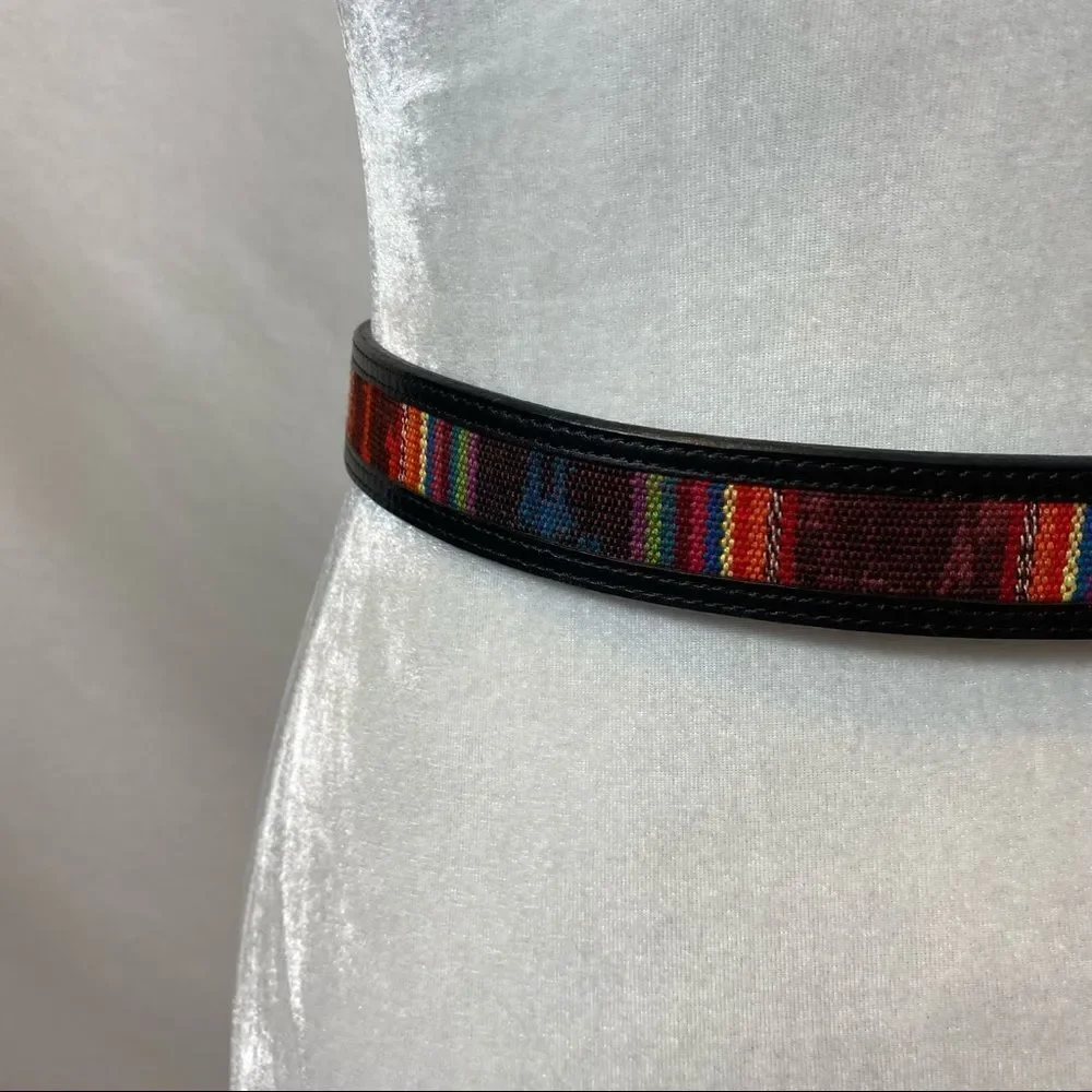 NWOT Brushy Creek Serape Black Leather Belt 28‎